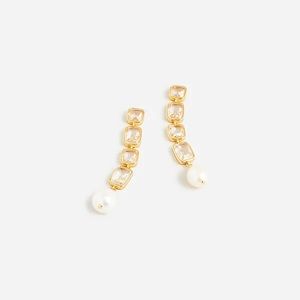 J CREW COPPA CRYSTAL FRESHWATER PEARL DROP DANGLE EARRINGS NWT
